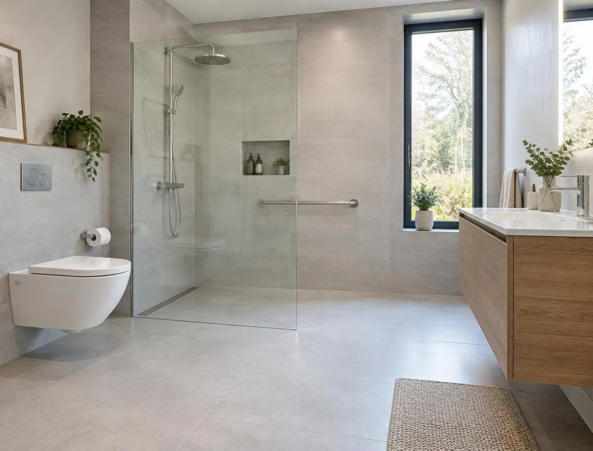 Modernes barrierefreies Bad mit bodengleicher Dusche
